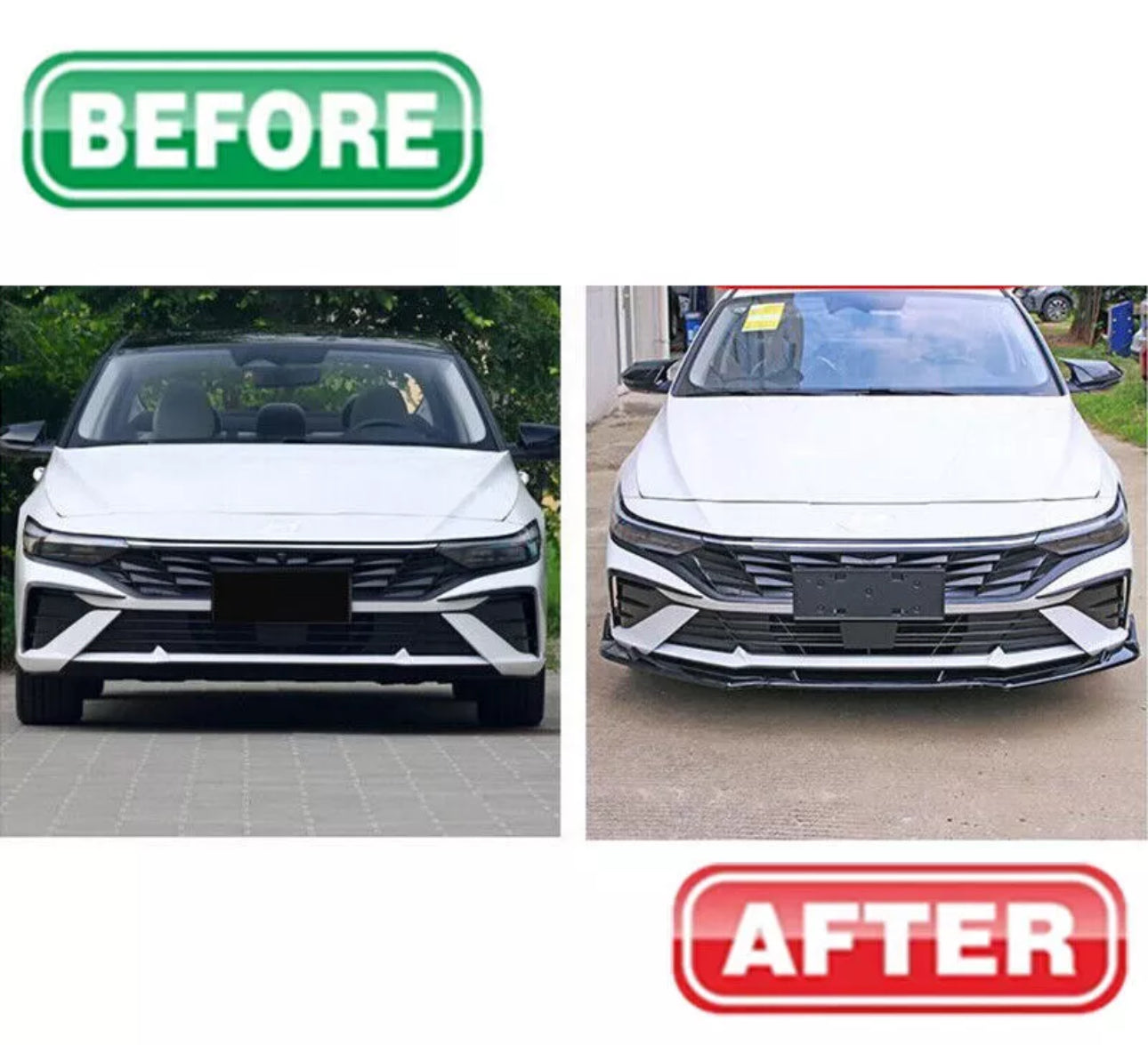 Hyundai Elantra Front Bumper Lip, 2023-2024 Elantra Body Kit, Black ABS Spoiler, 3PCS Front Lip Spoiler, Aerodynamic Car Accessories, Elantra Upgrade, Sporty Car Modifications.
