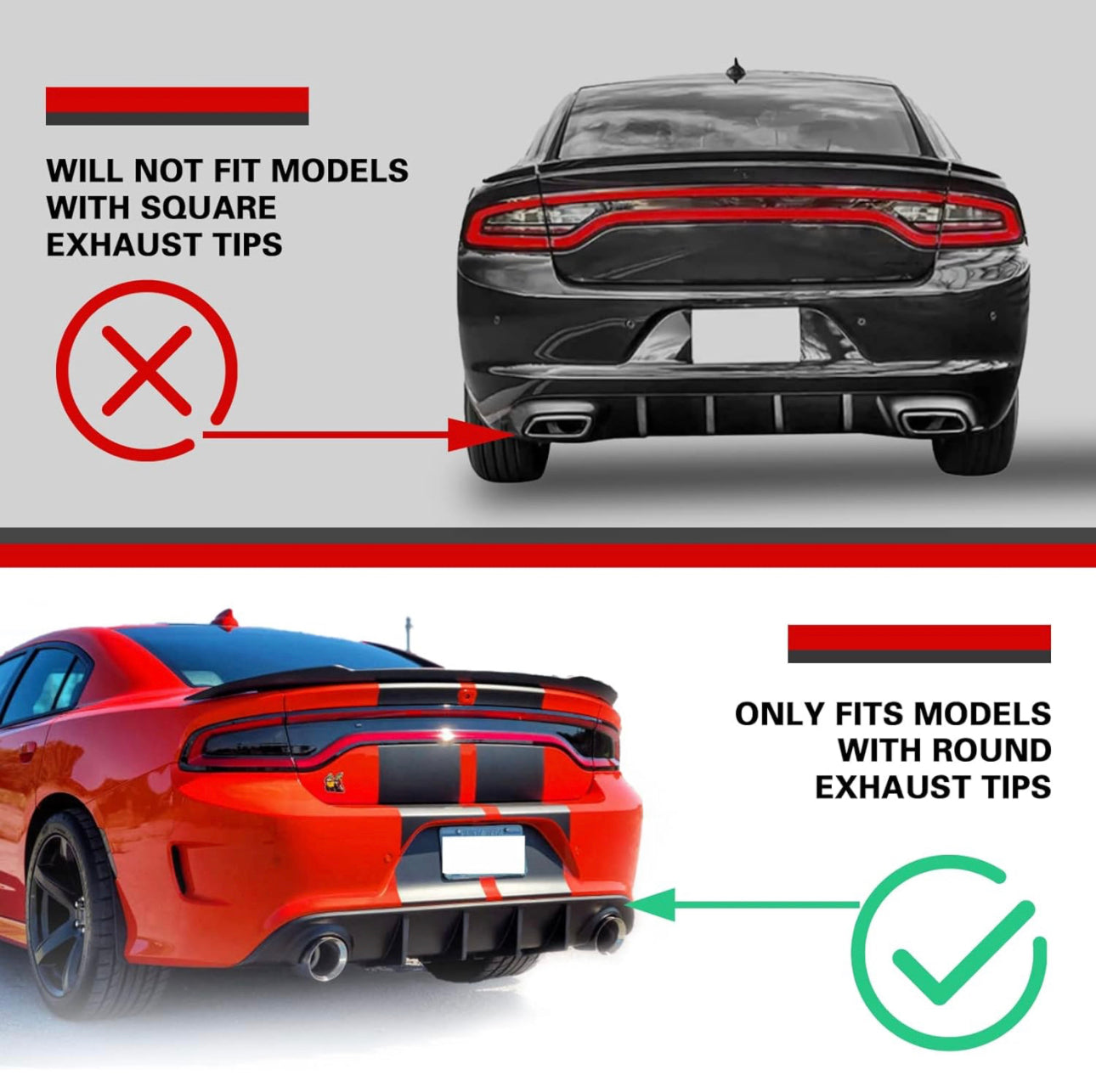 Rear Diffuser for 2015-2020 Charger SRT, RT, Daytona, GT, Scatpack Superbee Rear Lip Bumper PP Valance Diffuser OE Style - ONECARWORLD