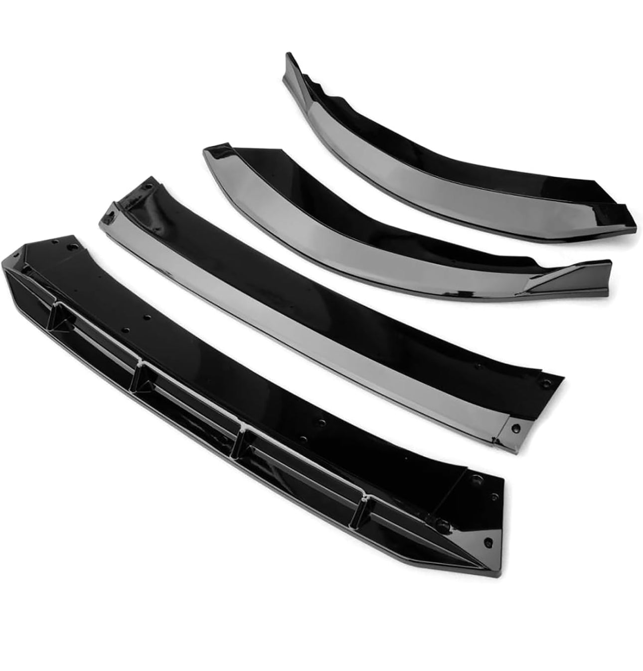 Honda Accord 11th Gen Front Bumper Lip V1 Style 4PC Body Kit (2023-2024) Glossy Black.