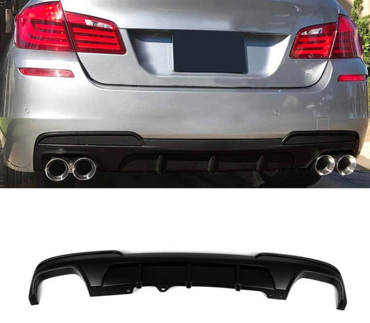 M-PERFOMANCE Style Rear Bumper Diffuser for BMW 5 Series F10,F11,F18 2010-2016 M Sport Double Outlet Gloss Black 520i 528i 530i 535i (Double Gloss Black) - ONECARWORLD