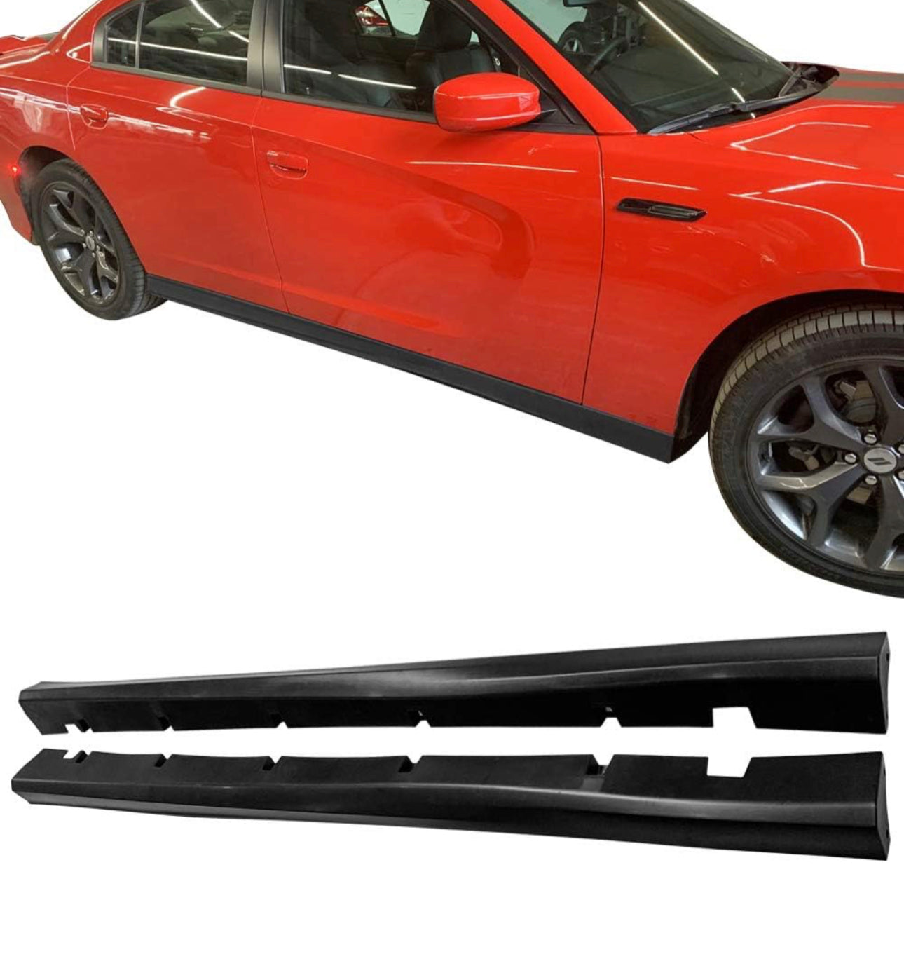 Dodge Charger Side Skirts Compatible SRT Style Glossy Black Extension Rocker Panel 2014-2023 - ONECARWORLD