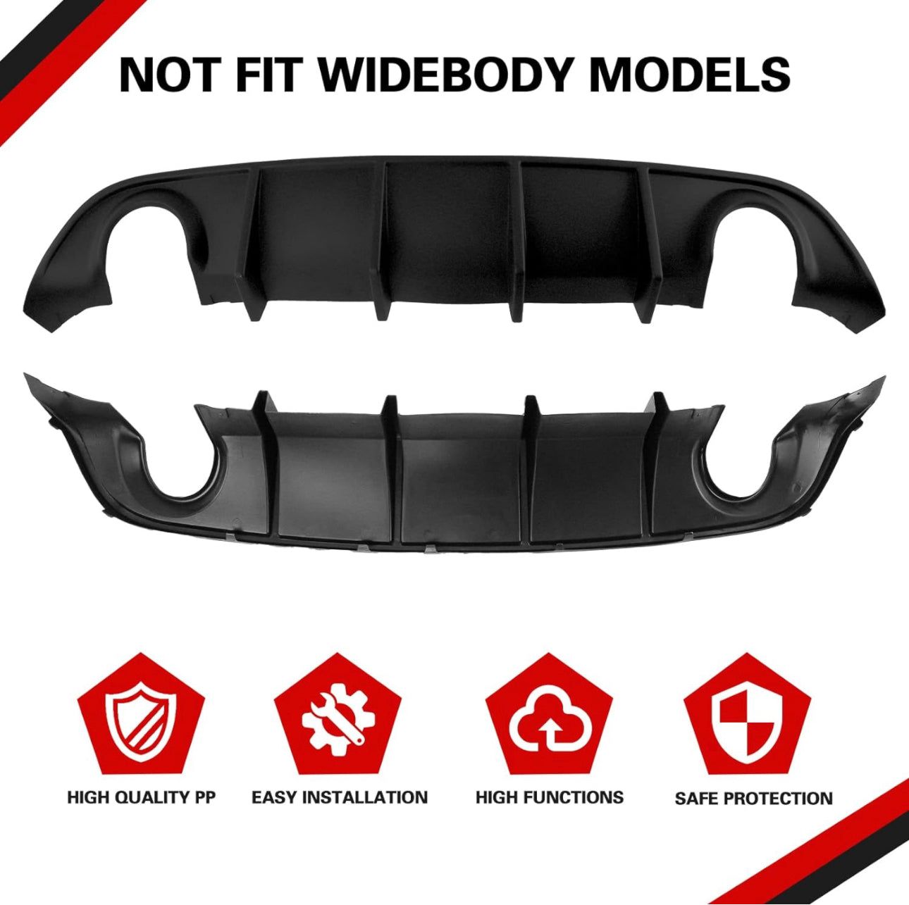 Rear Diffuser for 2015-2020 Charger SRT, RT, Daytona, GT, Scatpack Superbee Rear Lip Bumper PP Valance Diffuser OE Style - ONECARWORLD