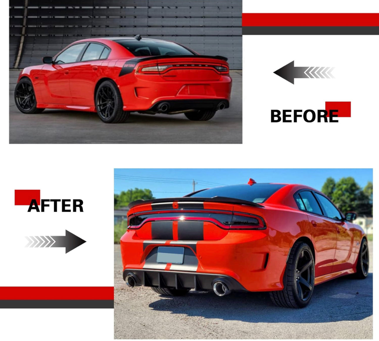 Rear Diffuser for 2015-2020 Charger SRT, RT, Daytona, GT, Scatpack Superbee Rear Lip Bumper PP Valance Diffuser OE Style - ONECARWORLD