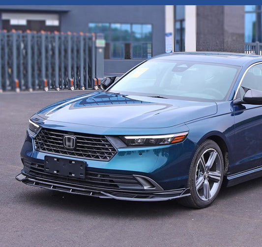 Honda Accord 11th Gen Front Bumper Lip V1 Style 4PC Body Kit (2023-2024) Glossy Black.