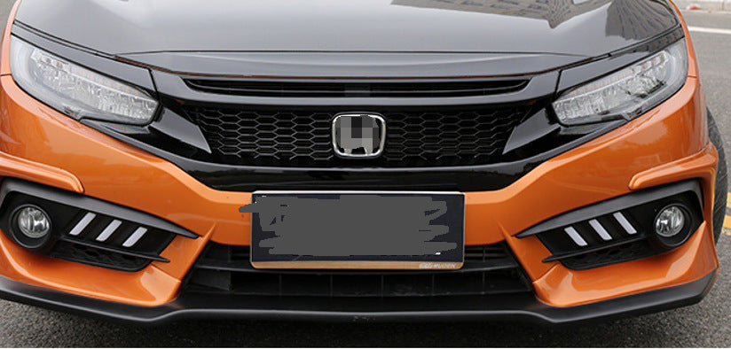 Honda Civic 10th Gen 2016-2018 Small Honeycomb Style Front Grille with Eyebrow – Gloss Black