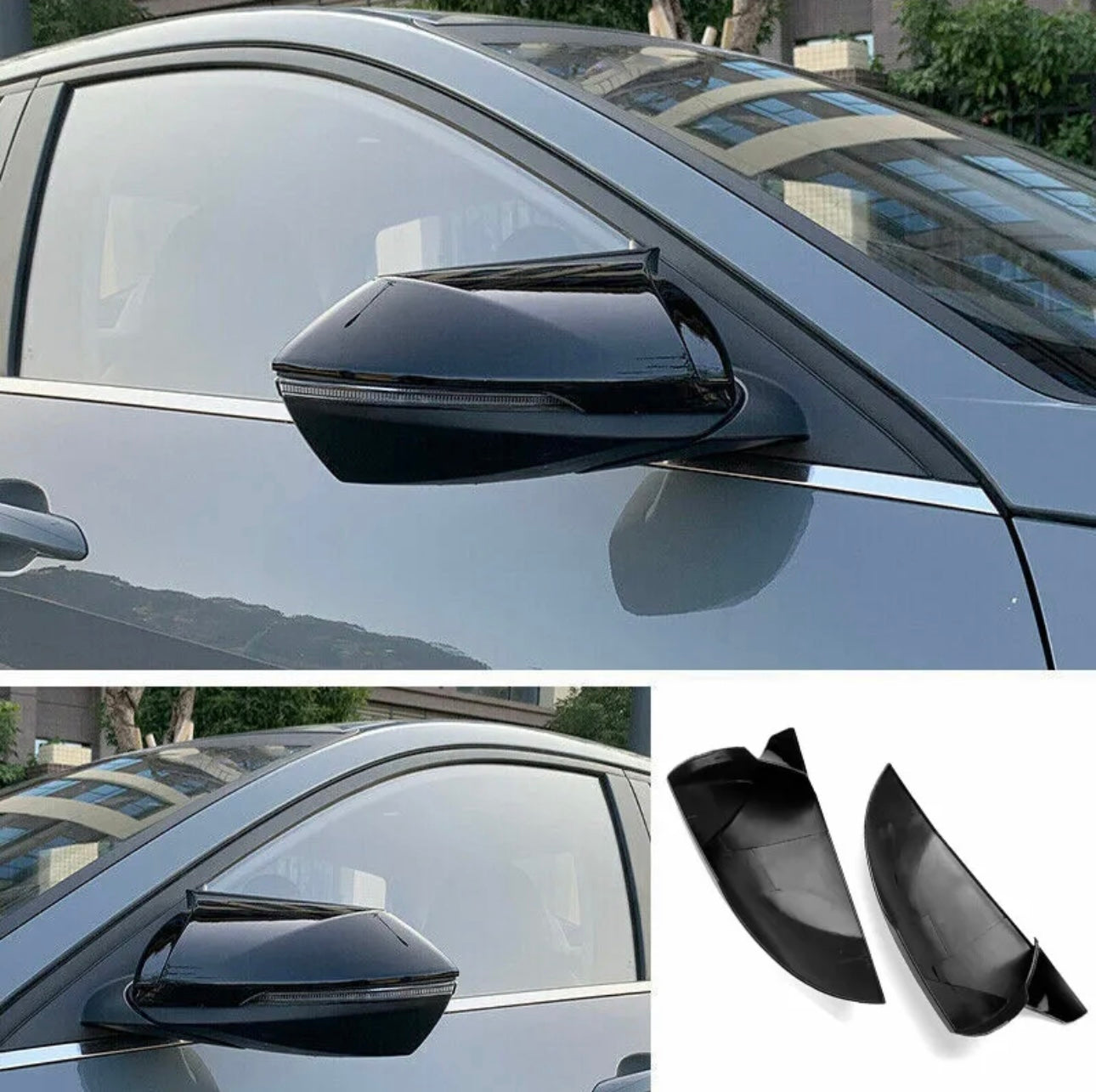 Elantra Batman Mirror cover glossy black for 2016-2020 - ONECARWORLD