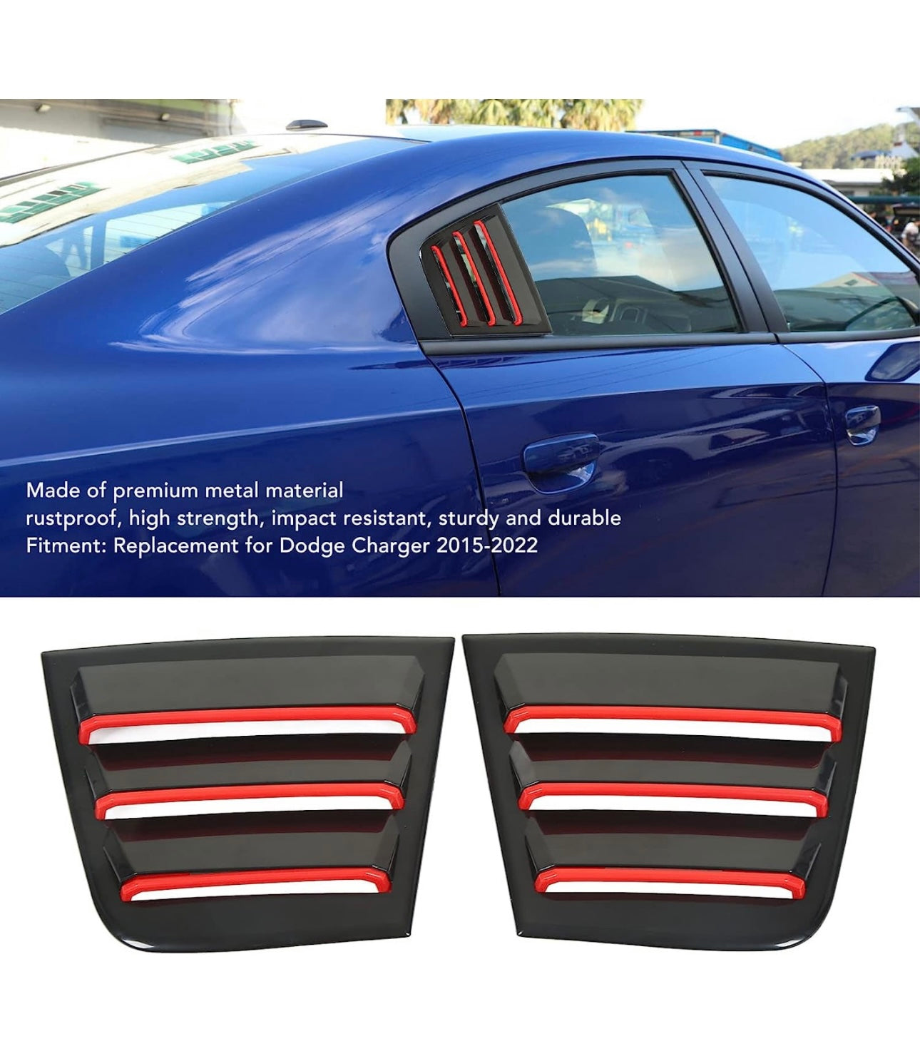 Dodge Charger 2011-2022 (Glossy Black) Side Window Louver - ONECARWORLD
