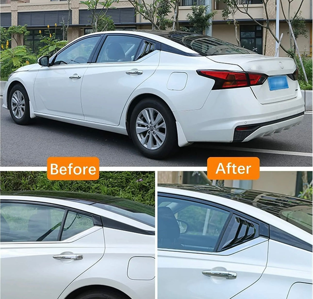 Nissan Altima Glossy black Rear window louvers 2019 - 2023 - ONECARWORLD