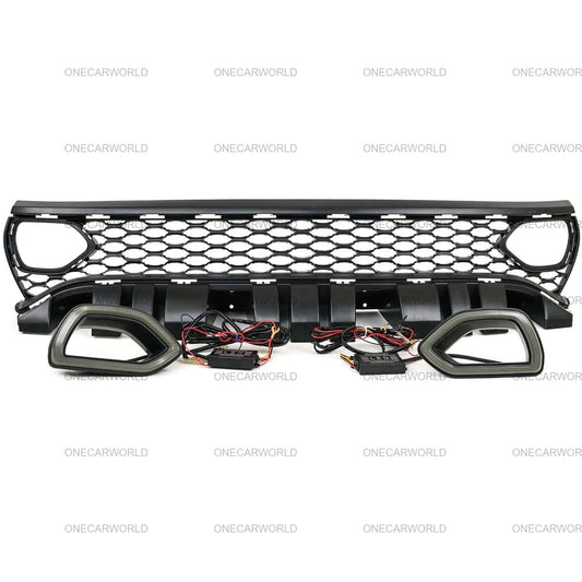 Dodge Charger 2015–2023 Front Grille with LED Snorkel Lights – SRT Hellcat Style Onecarworld