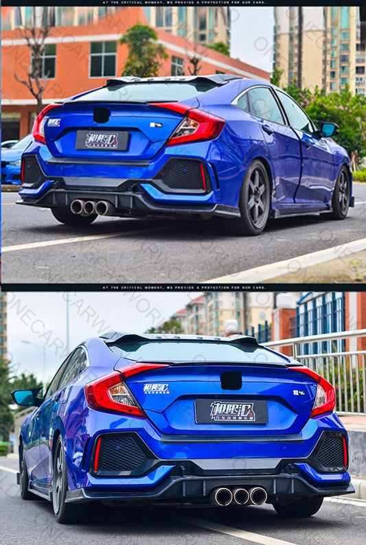 Honda Civic Rear Spoiler 2016-2020 Glossy Black Sport Style Dual Blade– Onecarworld