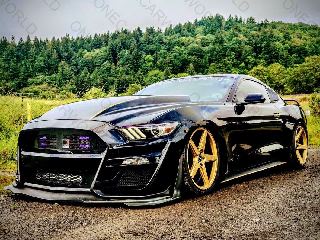 MP Concepts Front Bumper for Ford Mustang GT/EcoBoost/V6 2015–2017 GT500 Style – Unpainted – Onecarworld