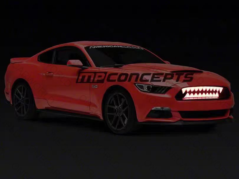 MP Concept Shark Bite Style Front Grille with white LED Accent Lighting Compatible with 2015–2017 Mustang GT, EcoBoost, and V6 Onecarworld