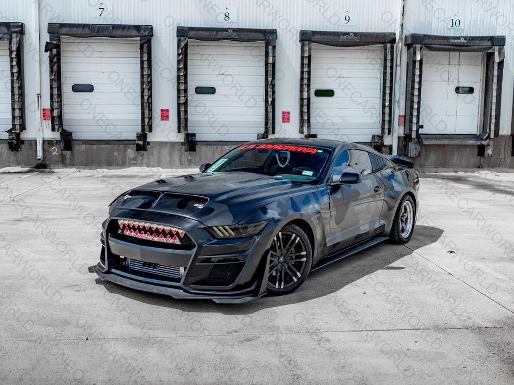 MP Concept Shark Bite Style Front Grille with white LED Accent Lighting Compatible with 2015–2017 Mustang GT, EcoBoost, and V6 Onecarworld
