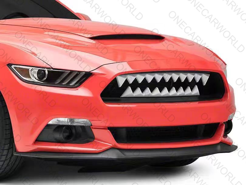 MP Concept Shark Bite Style Front Grille with white LED Accent Lighting Compatible with 2015–2017 Mustang GT, EcoBoost, and V6 Onecarworld