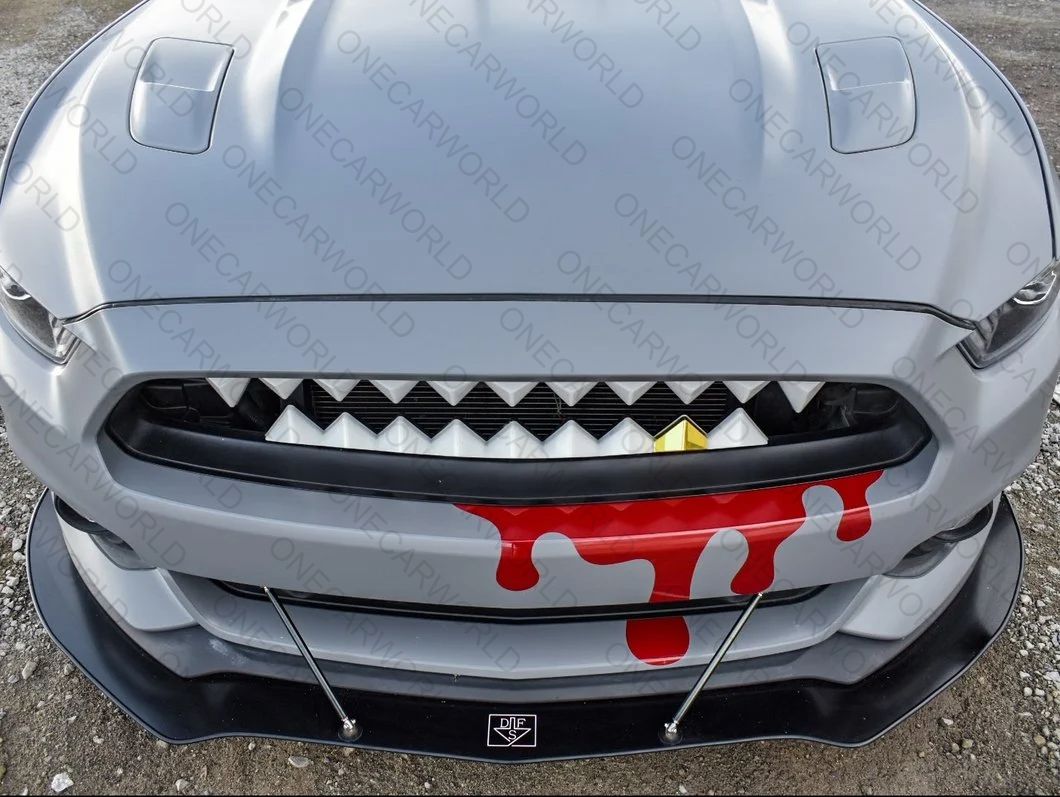 MP Concept Shark Bite Style Front Grille with Red LED Accent Lighting Compatible with 2015–2017 Mustang GT, EcoBoost, and V6