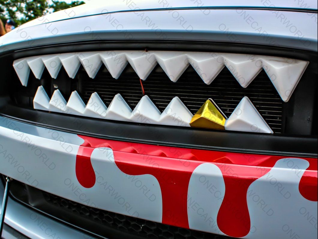 MP Concept Shark Bite Style Front Grille with Red LED Accent Lighting Compatible with 2015–2017 Mustang GT, EcoBoost, and V6