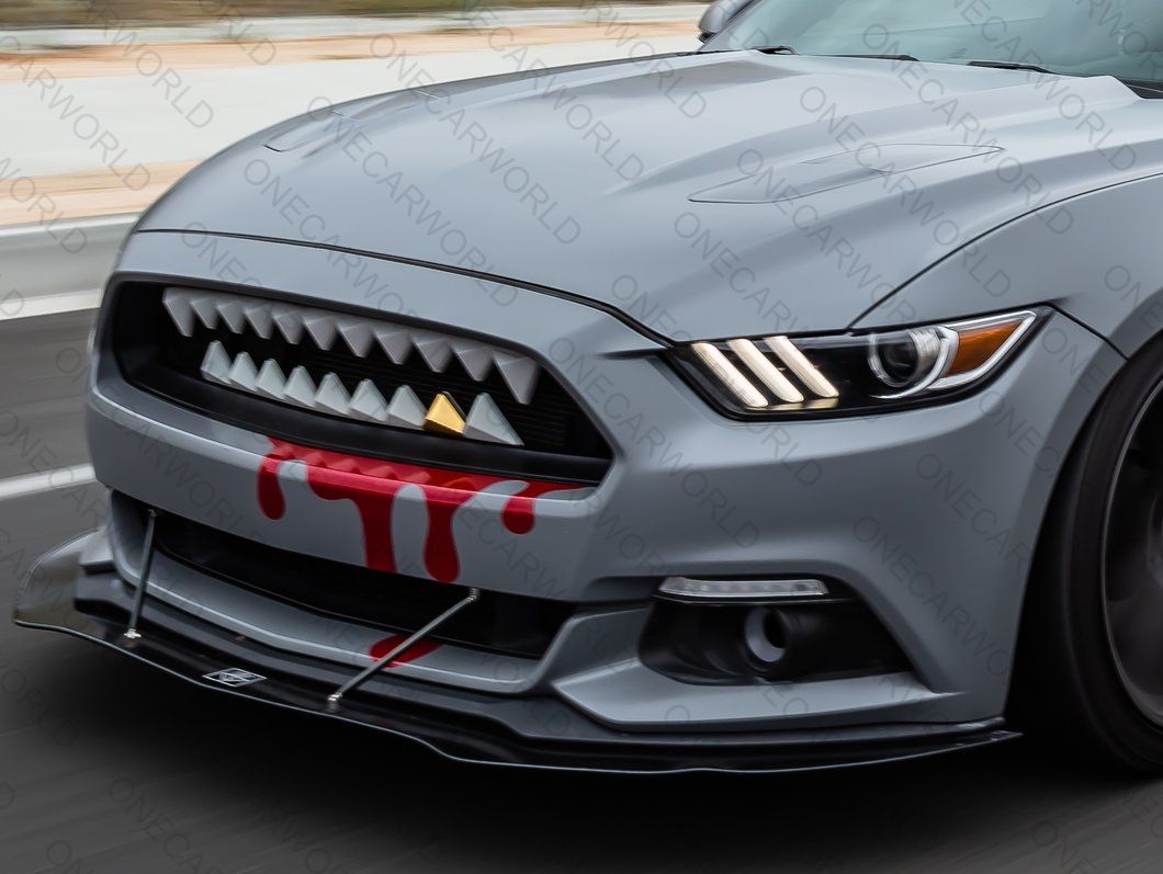 MP Concept Shark Bite Style Front Grille with Red LED Accent Lighting Compatible with 2015–2017 Mustang GT, EcoBoost, and V6