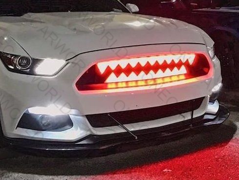 MP Concept Shark Bite Style Front Grille with Red LED Accent Lighting Compatible with 2015–2017 Mustang GT, EcoBoost, and V6