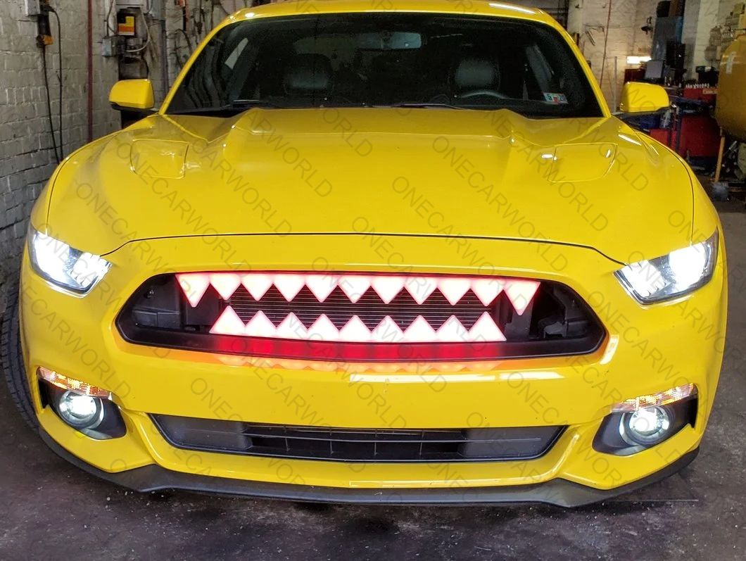 MP Concept Shark Bite Style Front Grille with Red LED Accent Lighting Compatible with 2015–2017 Mustang GT, EcoBoost, and V6