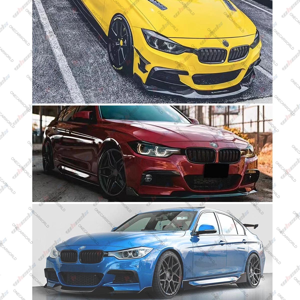 BMW 3 Series F30 F31 328i 330i 335i 340i 2012-2018 Front Lip MAD Style Gloss Black Onecarworld