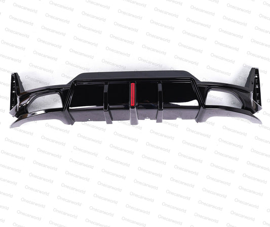 BMW G20 330i M340i 2023+ LCI Rear Diffuser with Light and Rear Lip Glossy Black ABS Plastic Onecarworld