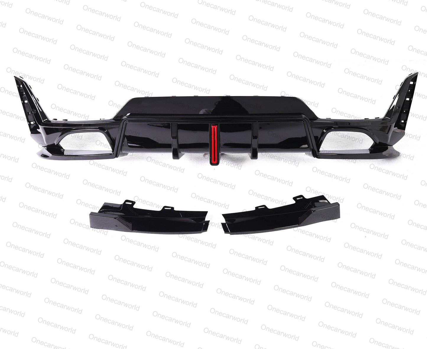BMW G20 330i M340i 2023+ LCI Rear Diffuser with Light and Rear Lip Glossy Black ABS Plastic Onecarworld