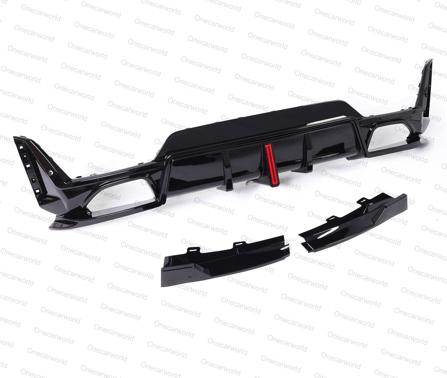 BMW G20 330i M340i 2023+ LCI Rear Diffuser with Light and Rear Lip Glossy Black ABS Plastic Onecarworld