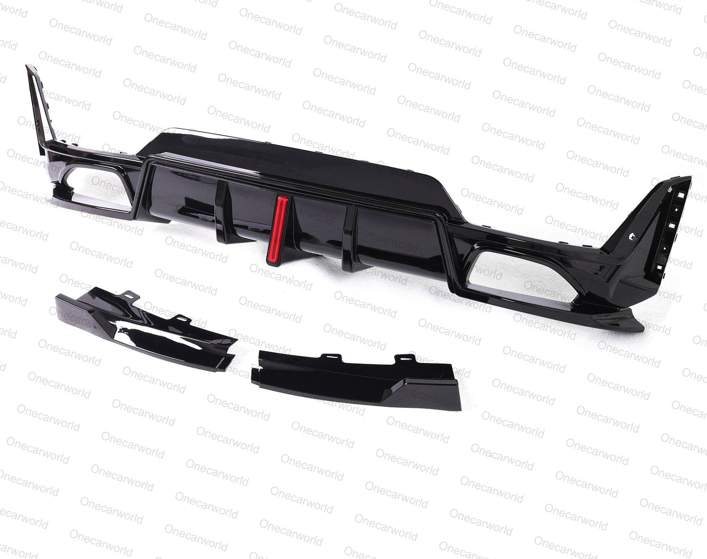 BMW G20 330i M340i 2023+ LCI Rear Diffuser with Light and Rear Lip Glossy Black ABS Plastic Onecarworld