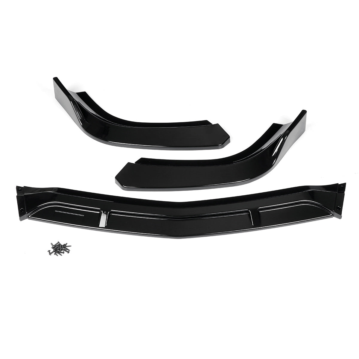 Front Bumper Lip Spoiler, For Benz W204 SPORTS C180 C200 C300 2008-2014 Glossy Black - ONECARWORLD