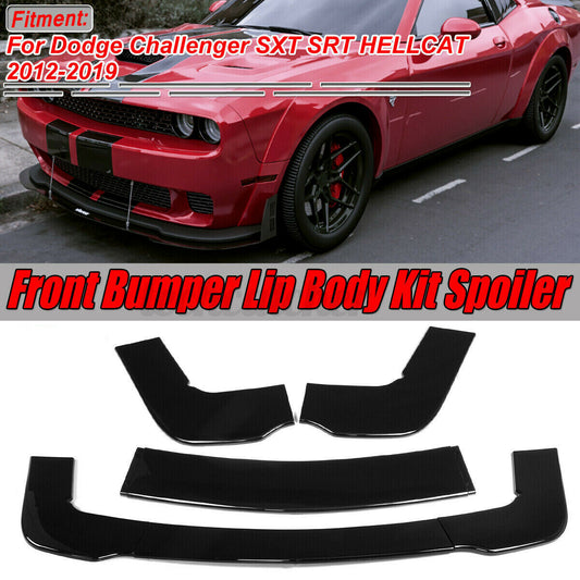 Front Bumper Lip Splitter For Dodge Challenger SXT SRT 2012-2019 Gloss Black - ONECARWORLD