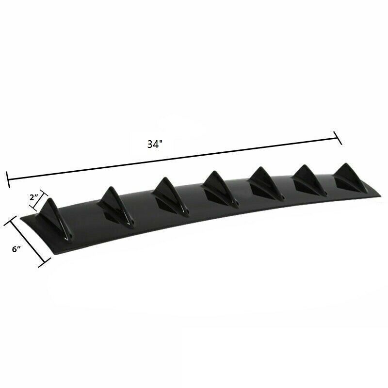 Rear Bumper Diffuser 7Fin Spoiler Lip Wing Splitter Universal Glossy Black - ONECARWORLD