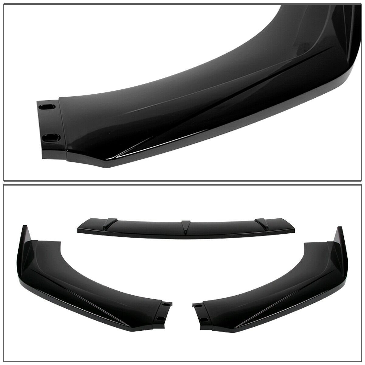UNIVERSAL GLOSSY BLACK FRONT LOWER BUMPER SPLITTER SPOILER LIP BODY KIT - ONECARWORLD