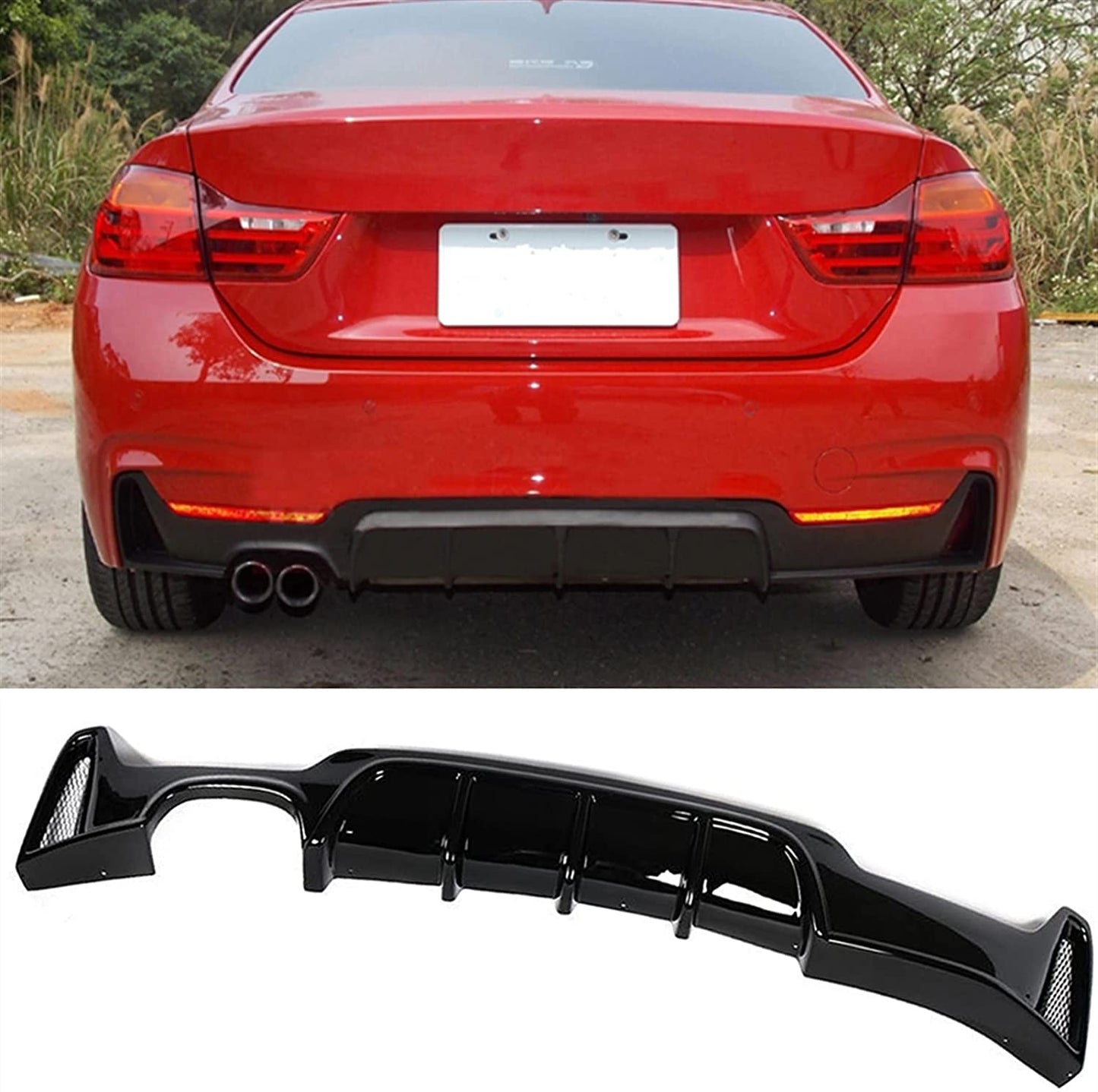 Rear Bumper Diffuser SINGLE OUTLET For BMW 4 Series F32 M Sport 2014 2015 2016 2017 2018 - ONECARWORLD