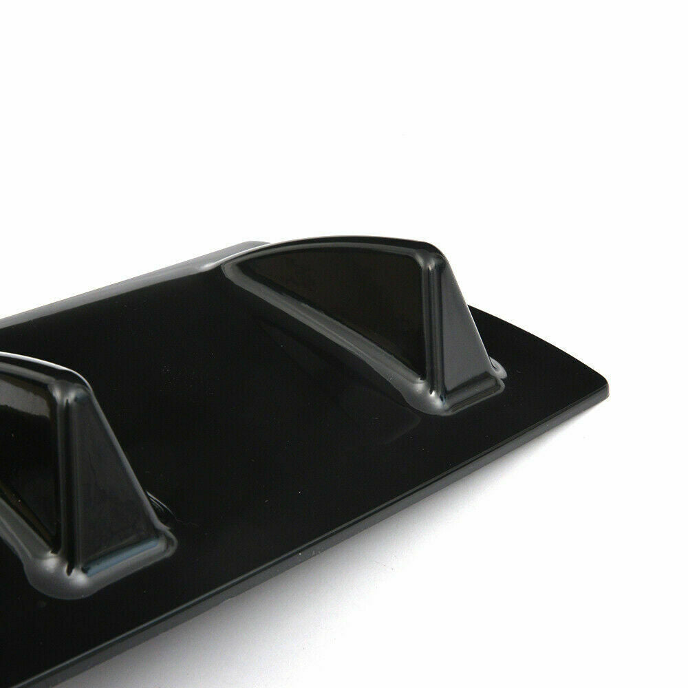 Rear Bumper Diffuser 7Fin Spoiler Lip Wing Splitter Universal Glossy Black - ONECARWORLD