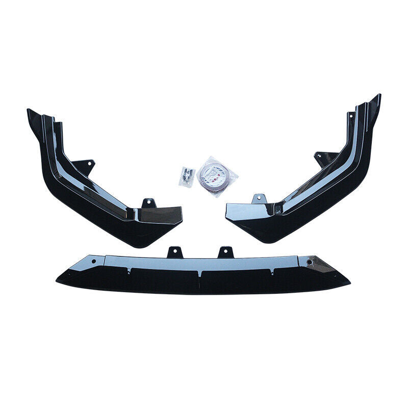 Honda Civic 11th Sedan 4Dr Front Bumper Lip Spoiler Gloss Black Fits 2021 2022 - ONECARWORLD