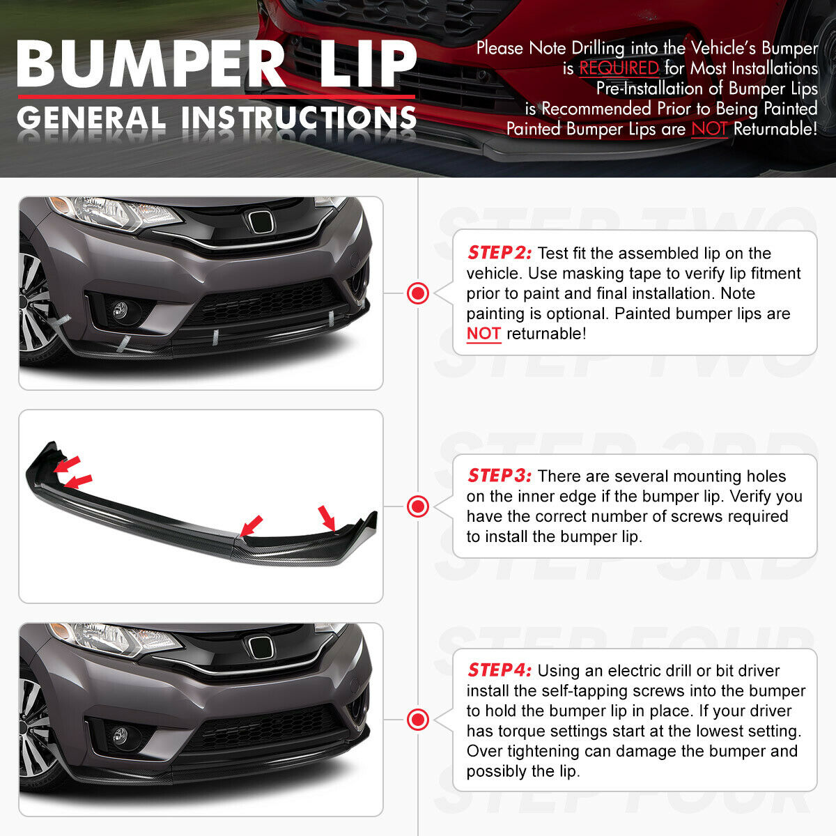 UNIVERSAL GLOSSY BLACK FRONT LOWER BUMPER SPLITTER SPOILER LIP BODY KIT - ONECARWORLD