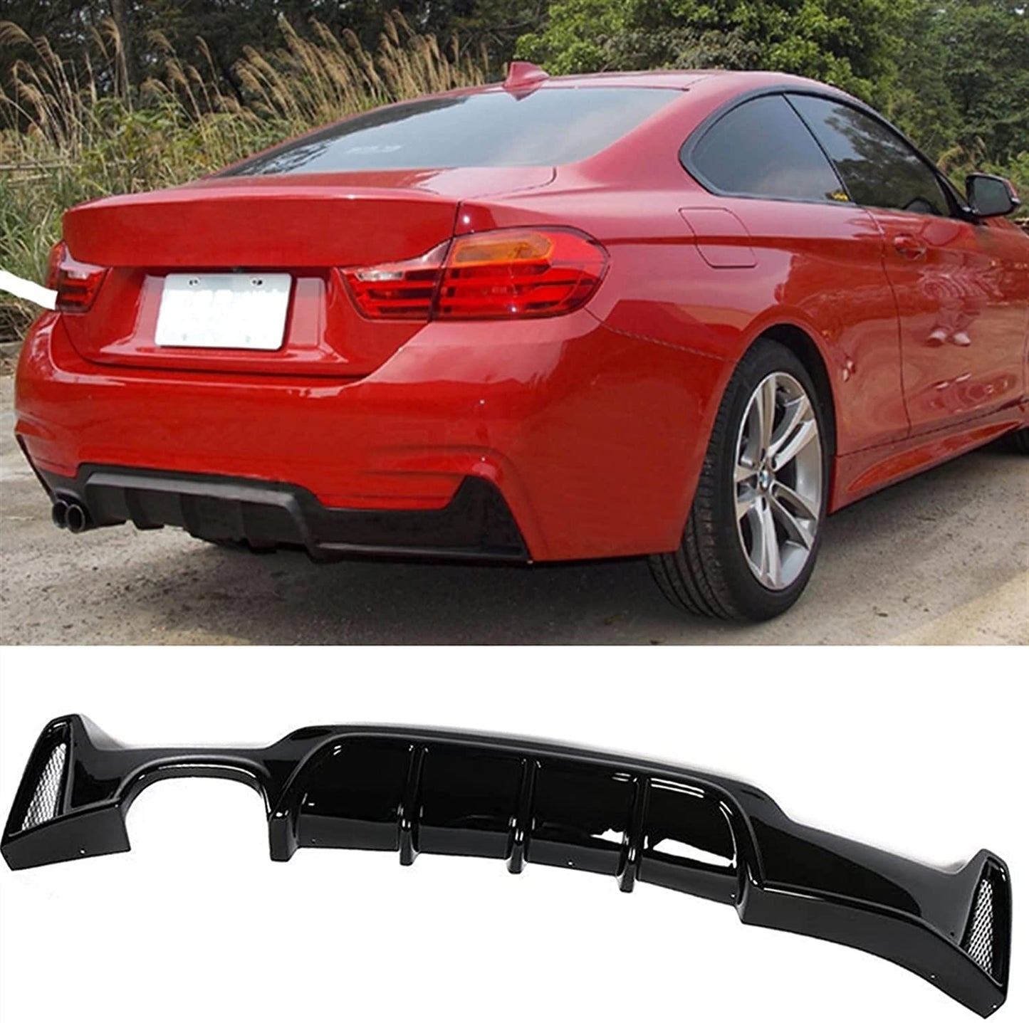 Rear Bumper Diffuser SINGLE OUTLET For BMW 4 Series F32 M Sport 2014 2015 2016 2017 2018 - ONECARWORLD