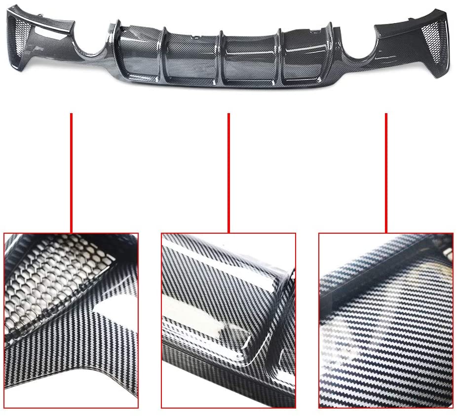 Rear Bumper Diffuser Dual Exhaust For BMW 430 F32 F33 435i M Tech Quad Out 2014-2018 Carbon Fiber Style - ONECARWORLD