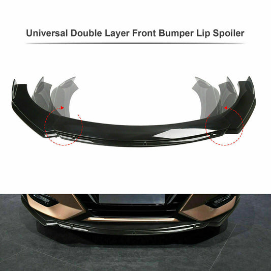 3pcs Universal Front Bumper Car Lip Protector Body kits Splitter Gloss Black ABS - ONECARWORLD
