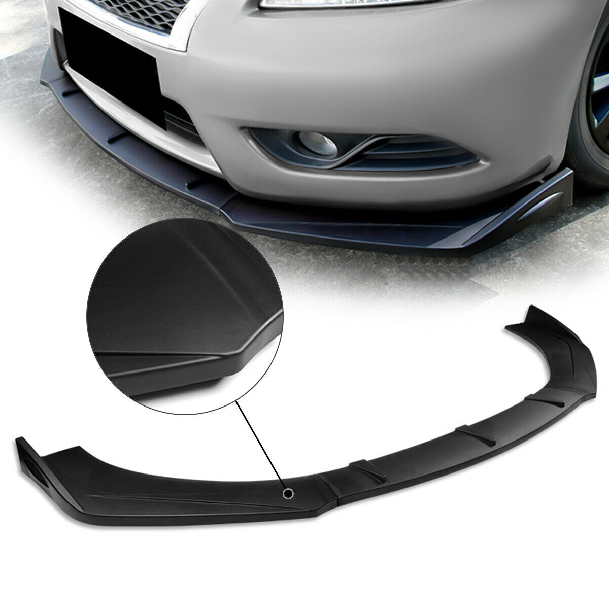 UNIVERSAL GLOSSY BLACK FRONT LOWER BUMPER SPLITTER SPOILER LIP BODY KIT - ONECARWORLD