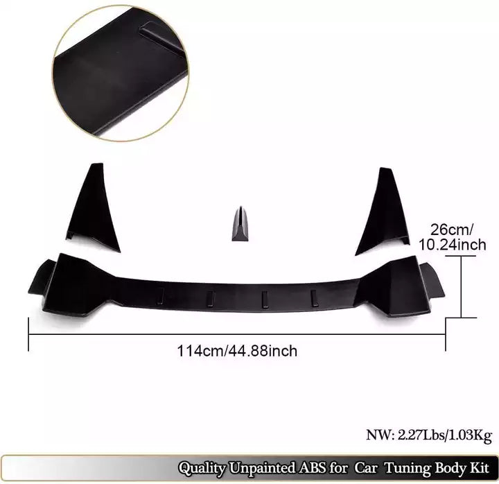 Rear Window Roof Spoiler Glossy Black R style Visor For 10th CIVIC 16-21 Sedan - ONECARWORLD