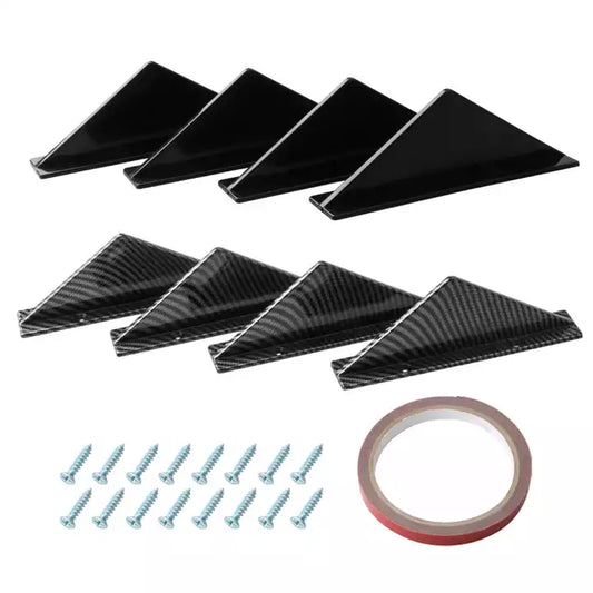 Universal 4pcs Rear Bumper Diffuser Shark Fin Spoiler Lip Splitter Glossy - ONECARWORLD