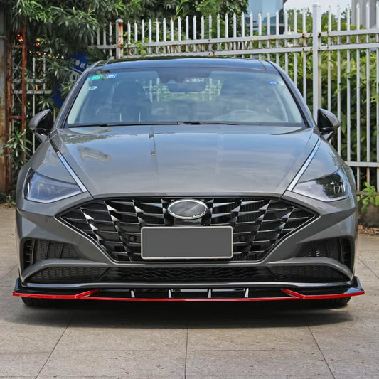 Hyundai Elantra 2021-2022 Red & Black Front Bumper Lip Spoiler Body Kit Refit - ONECARWORLD