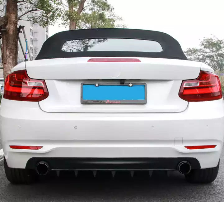 Rear Bumper Diffuser 7Fin Spoiler Lip Wing Splitter Universal Glossy Black - ONECARWORLD