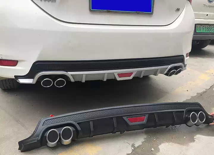 Rear Bumper Diffuser Lip 4 Exhausts Black Fit for Toyota Corolla 2014 -2018 - ONECARWORLD
