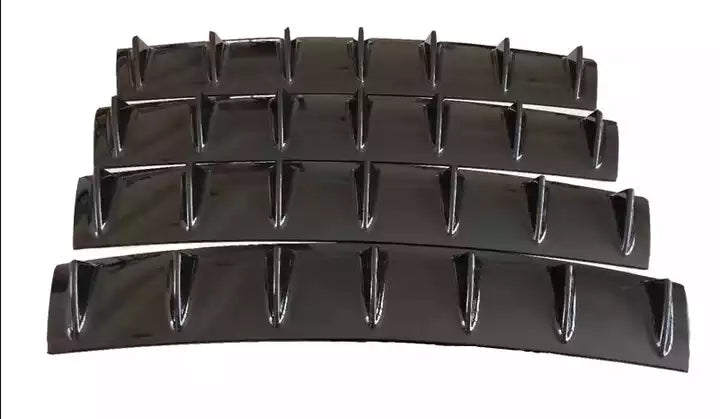 Rear Bumper Diffuser 7Fin Spoiler Lip Wing Splitter Universal Glossy Black - ONECARWORLD