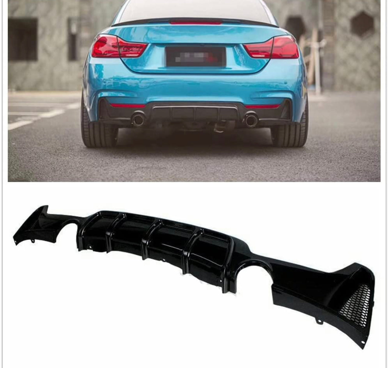 Rear Bumper Diffuser Dual Exhaust For BMW 430 F32 F33 435i M Tech Quad Out 2014-2018 Carbon Fiber Style - ONECARWORLD