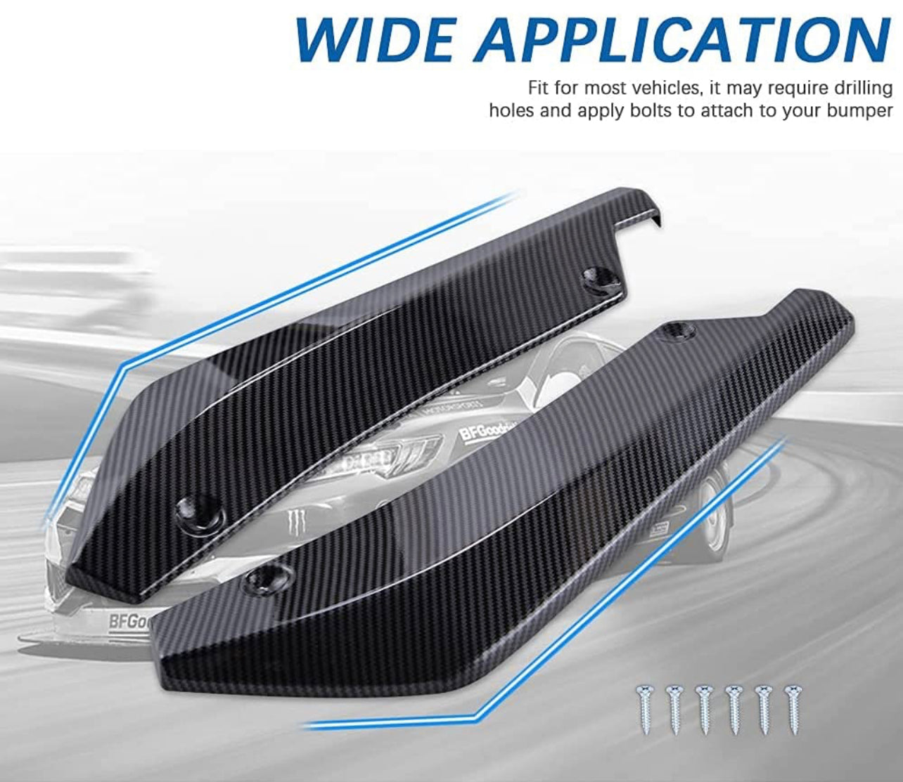 Universal Car Diffuser Rear Bumper Lip Splitters Fins Spoiler Canards Diffuser Side Fin Scratch Mudguards Protector - Carbon Fiber - ONECARWORLD