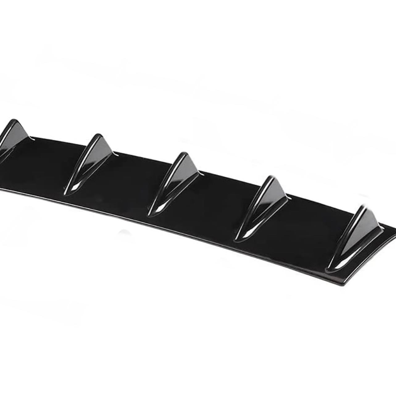 Rear Bumper Diffuser 7Fin Spoiler Lip Wing Splitter Universal Glossy Black - ONECARWORLD