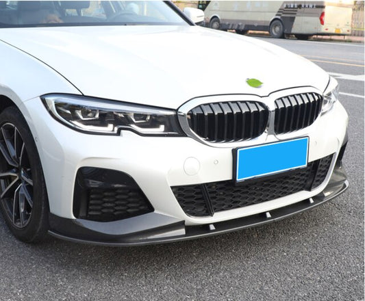 Front Lip for 2019-2022 BMW G20 G28 3 Series M Sport, Painted Gloss Black Front Bumper Spoiler - 3pcs - ONECARWORLD
